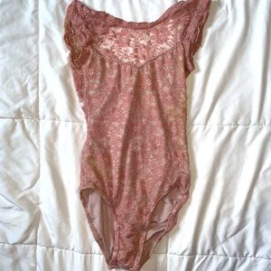 Pink lace leotard
